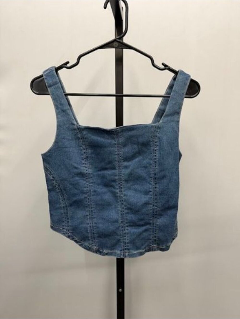 Maurices Denim Cropped Corset Tank Top